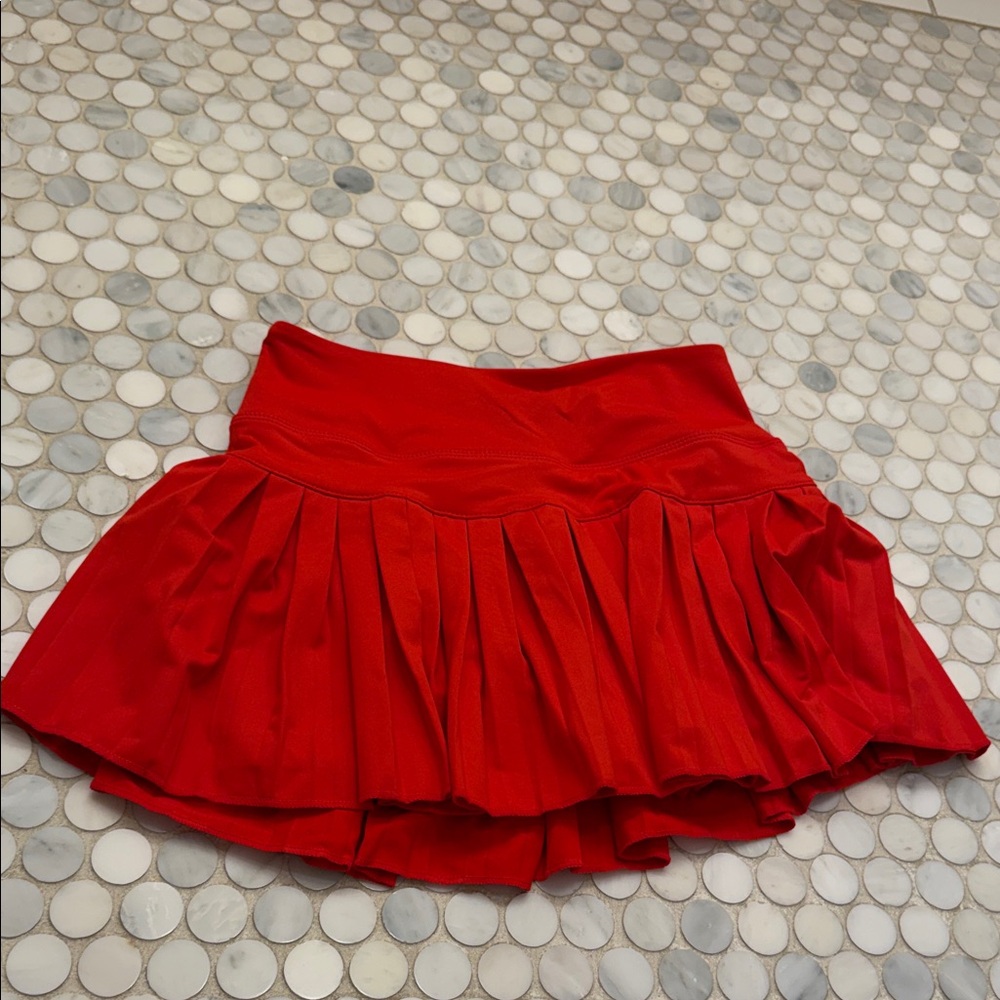 Red Pleated Goldhinge Women's Skirt